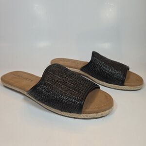 AEROSOLES Women's‎ Denville Black Espadrille Flat Slide Sandals Size 8